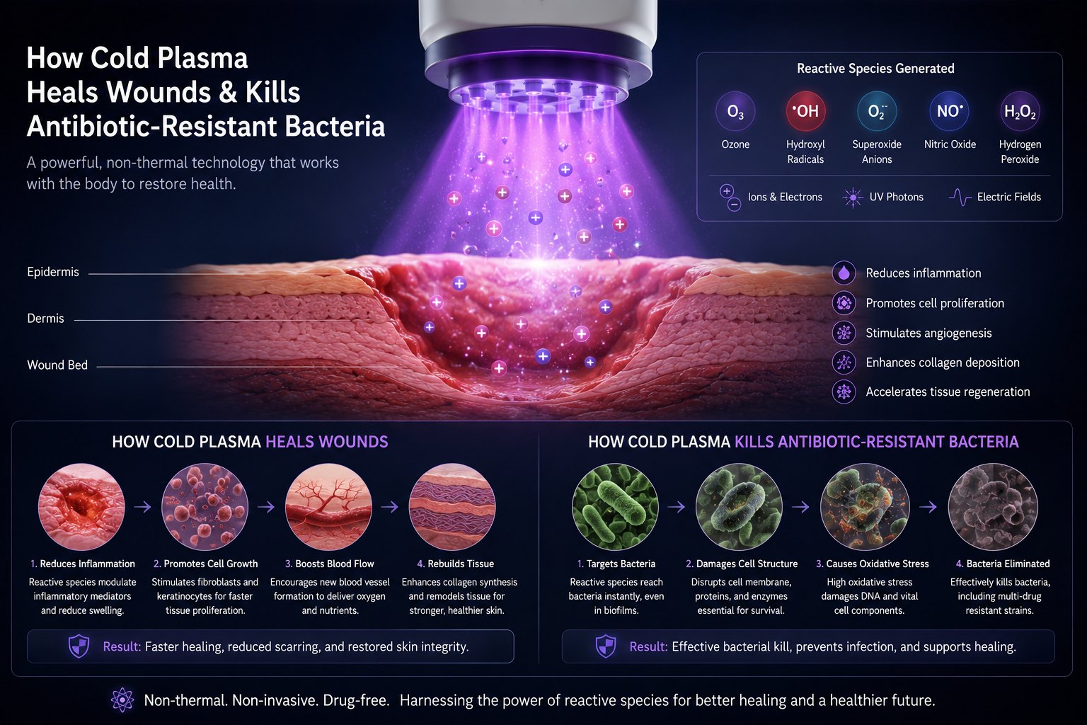The reactive oxygen and nitrogen species generated by cold atmospheric plasma