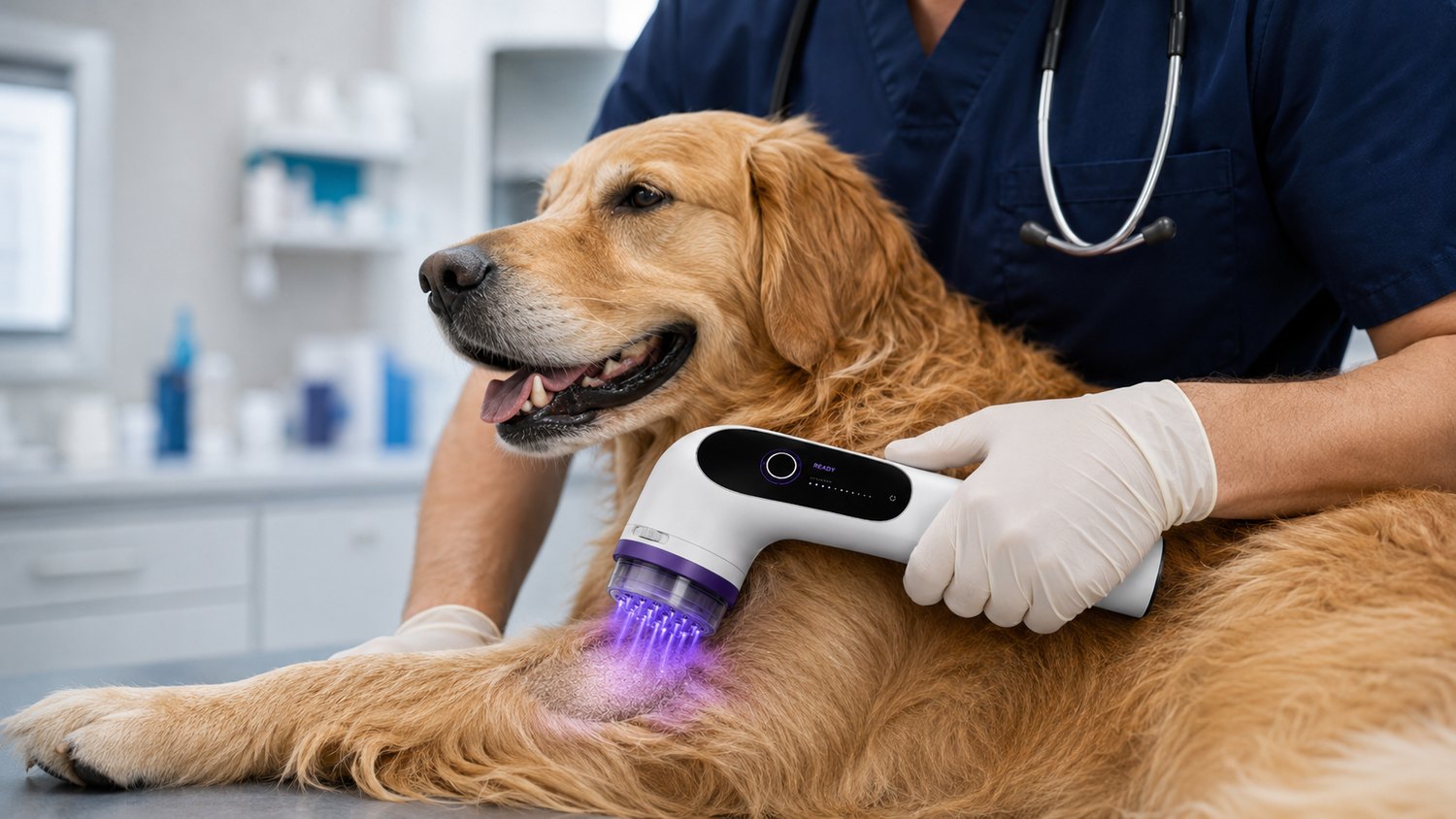 Wound treatment on a dog